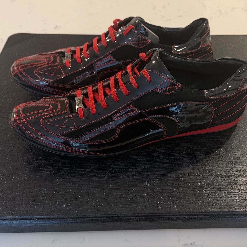 Versace Collection Black Red Sneakers  
Men’s Size 11 US / 44 EU – Model VS 081